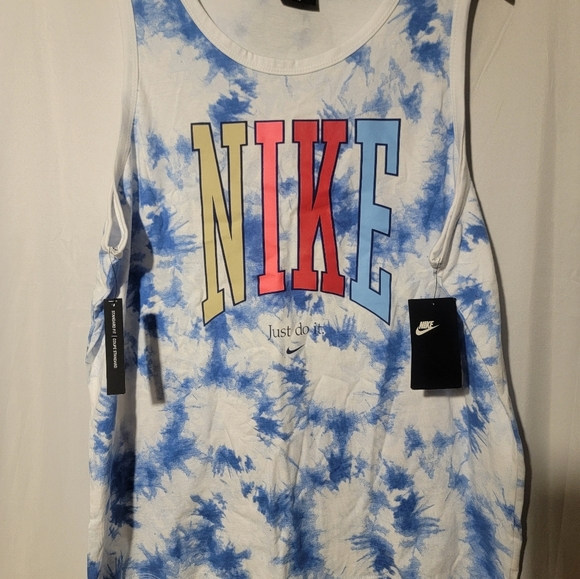 Nike Other - NIKE Size XL MENS PRINTED  "JUST DO IT" TIE DYE TANK TOP BLUE /WHITE  CK0154-100
